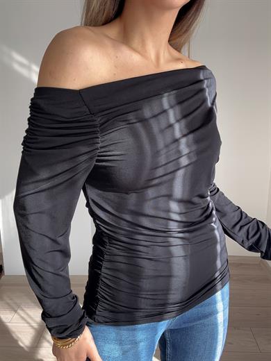 Siyah Düşük Omuz Bluz