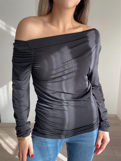 Siyah Düşük Omuz Bluz