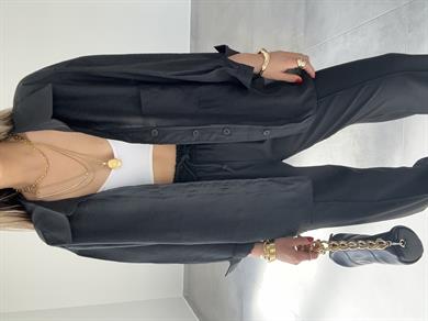 Siyah Düşük Omuz Gömlek