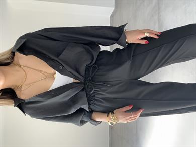 Siyah Düşük Omuz Gömlek