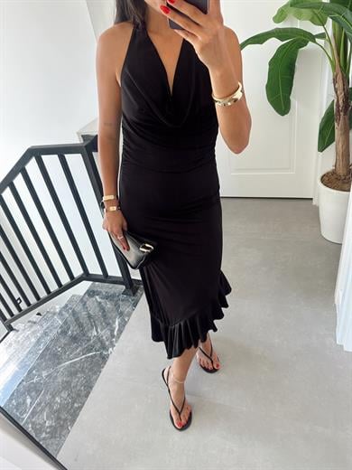 Siyah Erg Tasula Elbise