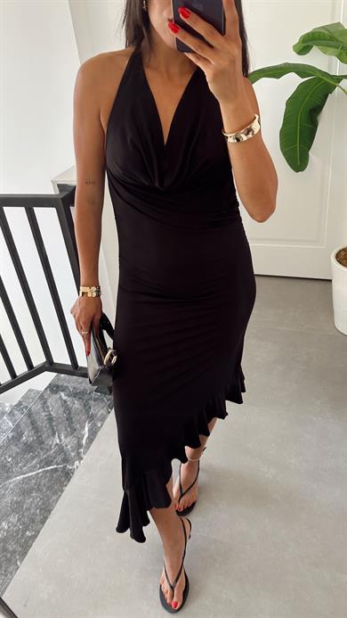 Siyah Erg Tasula Elbise