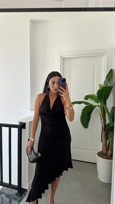 Siyah Erg Tasula Elbise