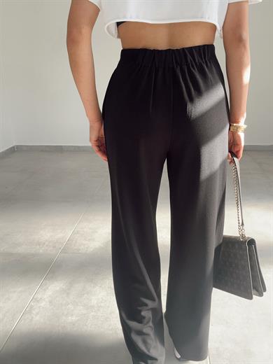 Siyah Extra Esnek Kumaş Palazzo Pantolon