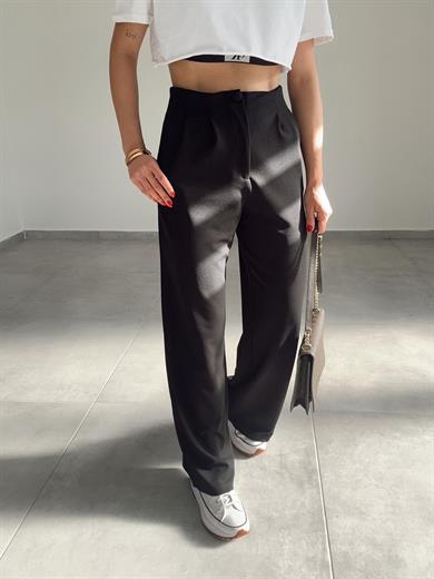 Siyah Extra Esnek Kumaş Palazzo Pantolon