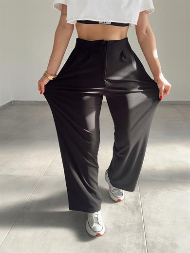 Siyah Extra Esnek Kumaş Palazzo Pantolon