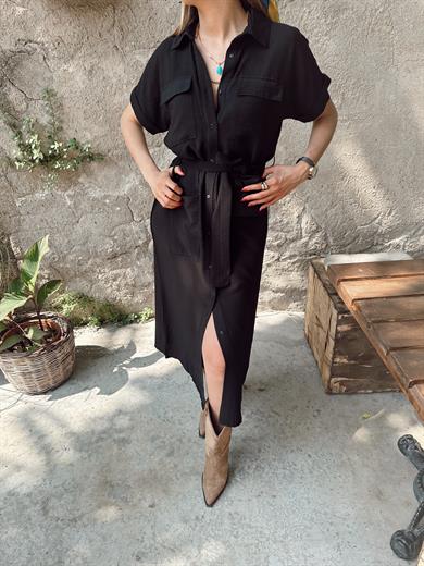 Siyah Gömlek Elbise