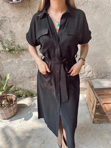 Siyah Gömlek Elbise