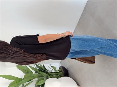 Siyah İnterlok V Yaka Salaş Body