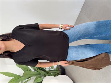 Siyah İnterlok V Yaka Salaş Body