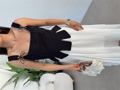 Siyah İp Detaylı  Korse Bluz