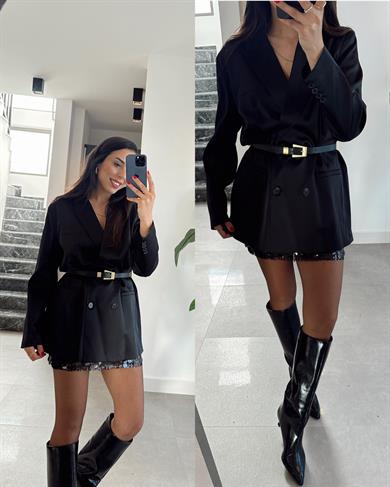 Siyah İri Pullu Etek