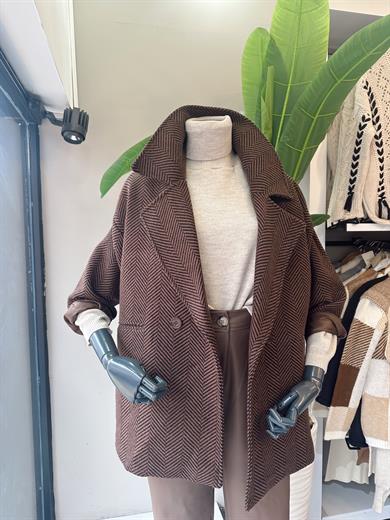 Siyah-Kahve Balık Sırtı Ceket