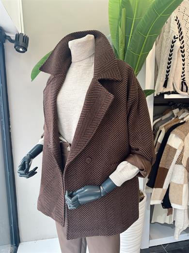 Siyah-Kahve Balık Sırtı Ceket