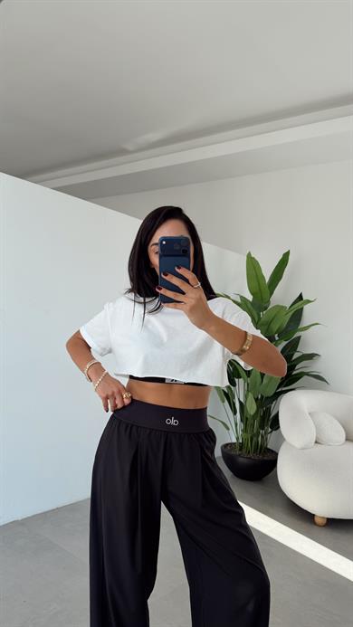 Siyah Kalın Kemer Pantolon