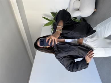 Siyah Kapitone Astarlı Bomber Mont