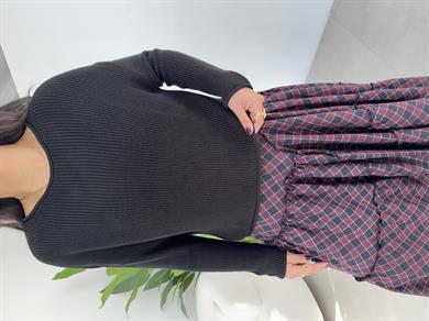 Siyah Kayık Yaka Basic Triko Kazak