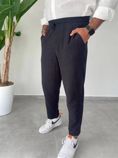 Siyah Keten Pantolon