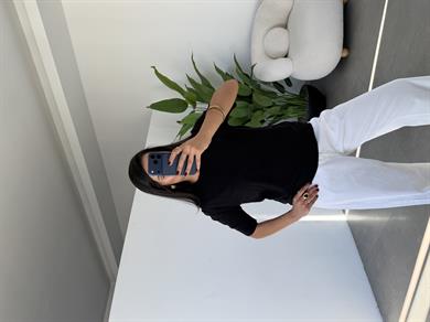 Siyah Kısa Kollu Triko Kazak