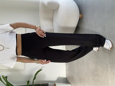 Siyah Korsaj Kemer Palazzo Pantolon