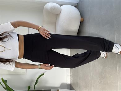 Siyah Korsaj Kemer Palazzo Pantolon