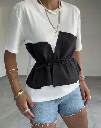 Siyah Korsajlı Tshirt