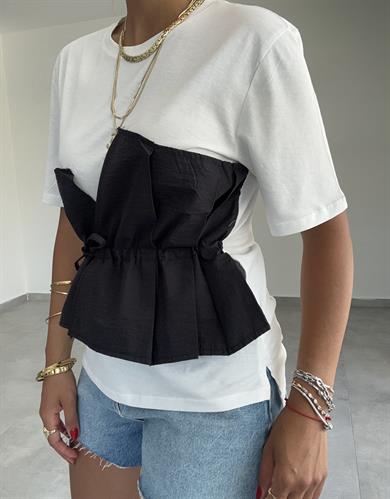 Siyah Korsajlı Tshirt