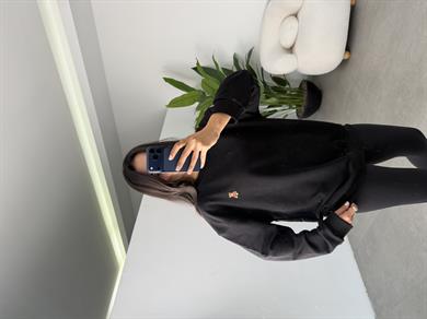 Siyah Küçük Teddy Nakışlı Sweat