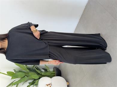 Comfort Siyah Modal Düşük Kol T-Shirt