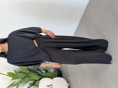 Comfort Siyah Modal Düşük Kol T-Shirt