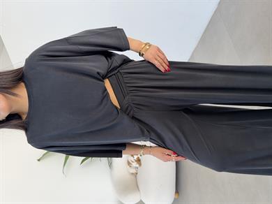 Comfort Siyah Modal Düşük Kol T-Shirt