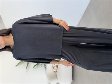 Comfort Siyah Modal Düşük Kol T-Shirt