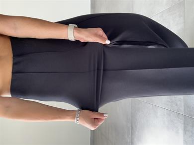 Siyah Modal Kemersiz Çimalı Pantolon