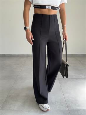 Siyah Modal Kemersiz Çimalı Pantolon