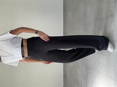 Siyah Modal Kumaş Bol Paça Eşofman