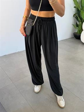 Comfort Siyah Modal Kumaş Şalvar Pantolon