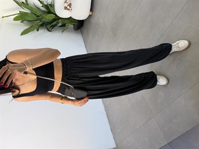 Comfort Siyah Modal Kumaş Şalvar Pantolon