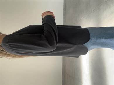 Siyah Modal Kumaş Uzun Kol Basic