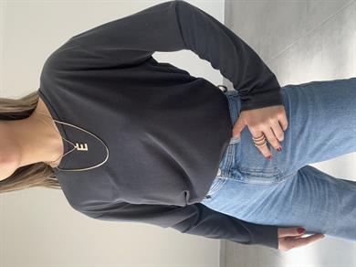 Siyah Modal Kumaş Uzun Kol Basic