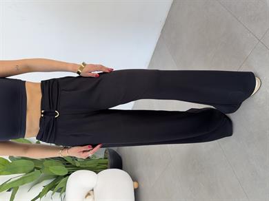 Siyah Modal Önü Tokalı Pantolon