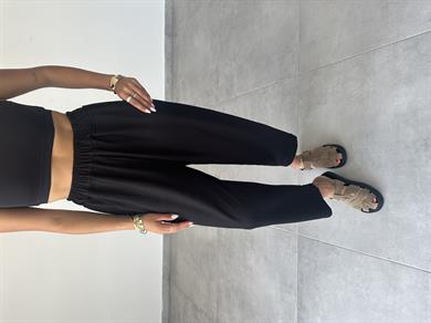 Siyah Modal Paça Tutturmalı Pantolon