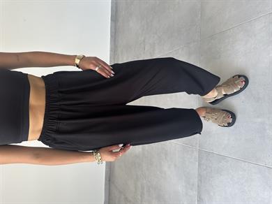 Siyah Modal Paça Tutturmalı Pantolon