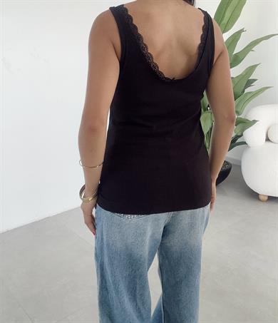 Siyah Ön Arka Dantel Atlet