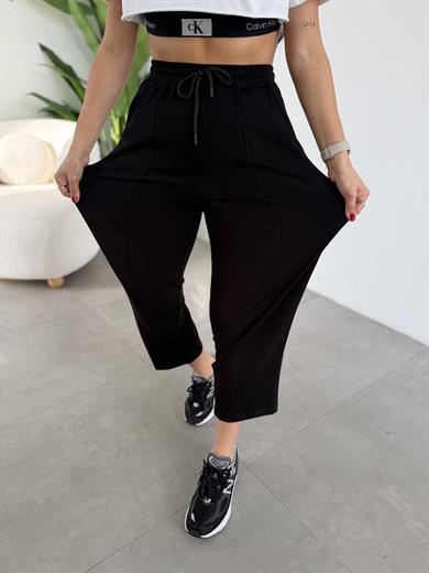 Siyah Önü Çimalı Modal Eşofman Altı