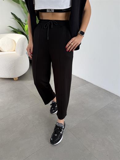 Siyah Önü Çimalı Modal Eşofman Altı