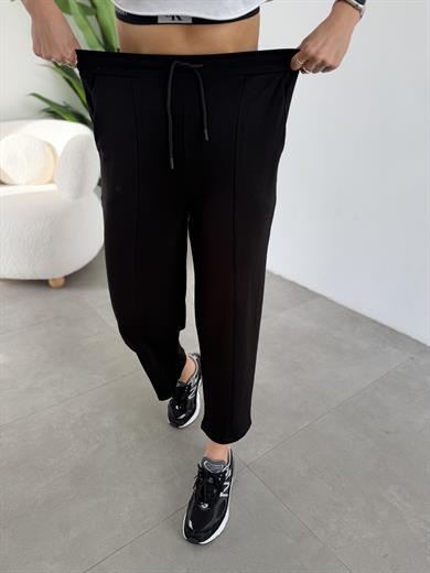 Siyah Önü Çimalı Modal Eşofman Altı