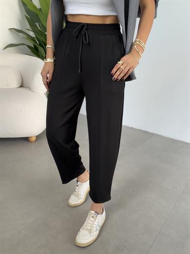 Siyah Önü Çimalı Modal Eşofman Altı