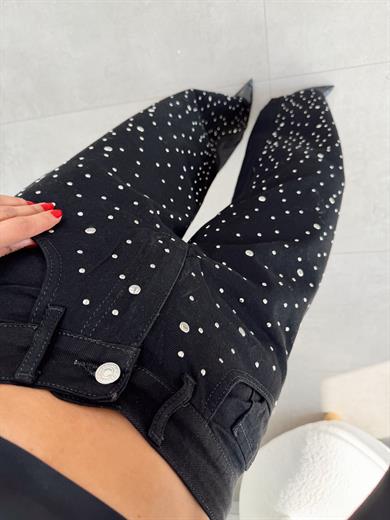 Siyah Önü Taş Barell Pantolon