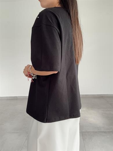 Siyah Önü Taşlı Tshirt