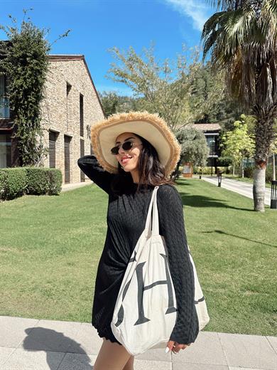 Siyah Örme Triko Elbise